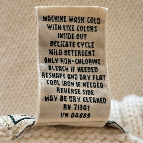 L.L. Bean Womens Turtleneck Sweater Size Medium Ivory 100% Cotton Classic Knit - Picture 7 of 13
